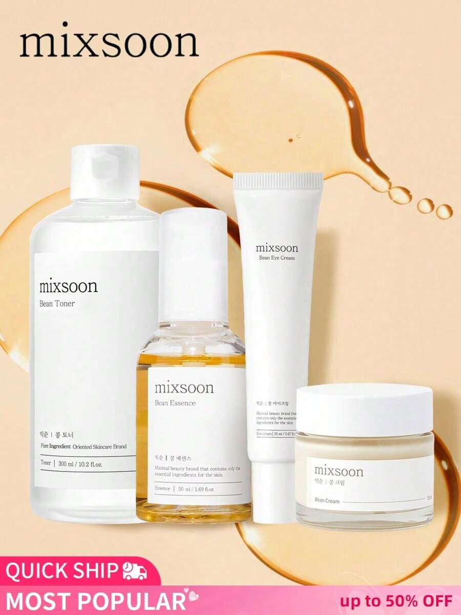 mixsoon Bean Essence Exfoliating Hydrating Korean Skin Care Glass Skin Hyaluronic Acid Serum+Sebum Care - Korean Skincare For Glass Skin - Non-Stick (1.69 Fl.Oz / 50ml)+Bean Toner 10.14 Fl Oz / 300 Ml - Bean Essential Bundle - View 1