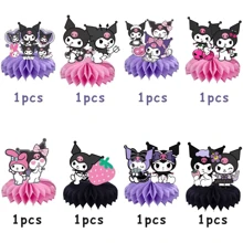 Sanrio 8pcs Sanrio Kuromi Party Decorations Set, Double-Sided Paper Honeycomb Tabletop Decor, Battery-Free, Suitable For Birthday Parties, Classroom Decorations Etc.,Classroom Decor,Office Decor,Room Decor,Home Decor,Wall Decor,Bathroom Decor,Bedroom Decor,Room Decoration Stuff,Posters,Back To School,School Supplies