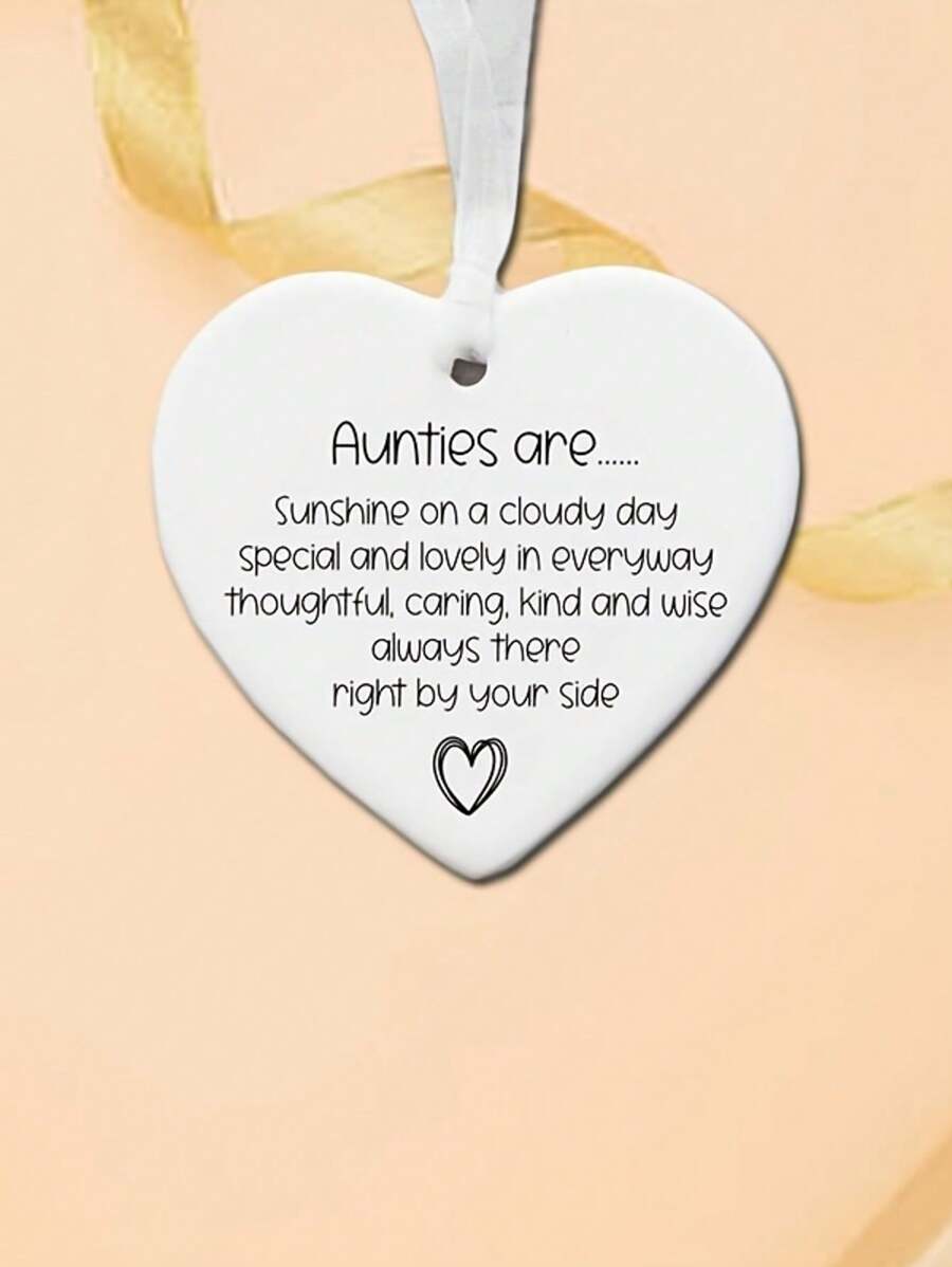 Herz-förmige Acryl-Dekoration als Andenken für Tante, schöne dekorative hängende Plakette mit Gedicht, Tanten-Geschenk, Geschenk zum Geburtstag einer besonderen Tante