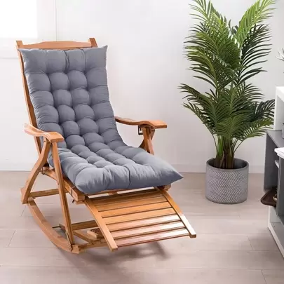 Living And Home Premium 8cm Thick Sun Lounger Rocking Cushion And Chaise Lounge Cushion - Ultra-Soft Cotton Blend With Secure Ties (40x110cm/48x125cm,Grey/Black /Dark Purple/Rose Red/Dark Blue,Indoor/Outdoor)
