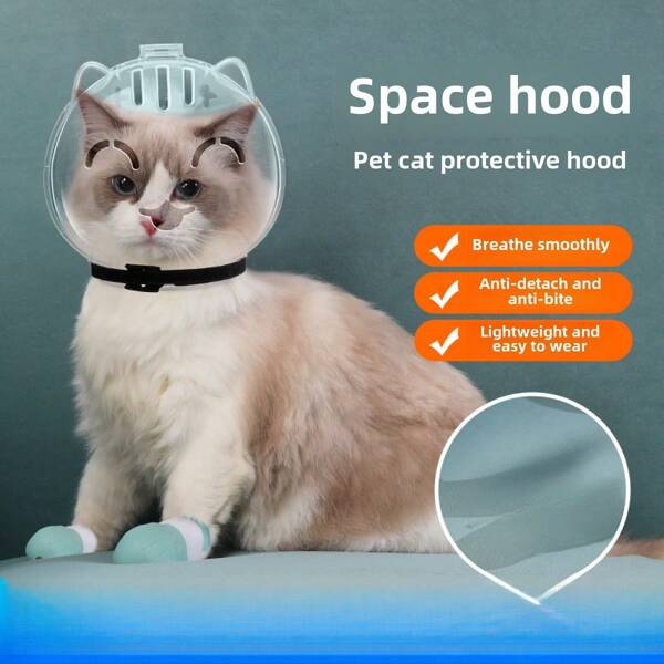 1pc Transparent Breathable Cat Headgear - Upgraded Enlarged Cat Muzzle Cover, Anti-Bite, Anti-Lick, Anti-Scratch, Two Size Options, Disposable Multi-Purpose Transparent Pet Headpiece, Suitable For Bathing, Grooming And Nail Trimming
