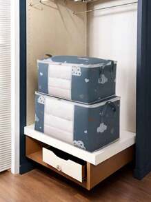 1pc Household Quilt Storage Bag, Clothes Storage Box, Dust-Proof Cartoon Graphic Closet Storage Bag, For Household Decorations Decor Festival Decor Room Decor Home Decor Decor Bedroom Decor