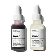 KOEC 1 液盎司 30% AHA + 2% BHA 焕肤爽肤水，1 液盎司 2% 玻尿酸 + B5 保湿双效精华 - 亮肤保湿护肤套装 - 銀色 - 查看 1