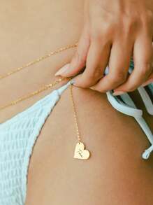 Handmade Heart Body Chain Waist Belly Chain Drop Chain Personalized Minimalist Gold Beachwear Custom Beach Summer Jewelry Name For Women