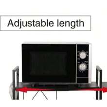 Estante expandible para microondas, soporte para microondas de 3 niveles para cocina, soporte para microondas de acero al carbono para encimera, organizador de almacenamiento de cocina con 6 ganchos - Blanco - Ver 7