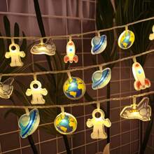 1 件 10/20 LED 亚克力太空灯，电池供电，生日派对装饰，主题布置，浪漫童话灯，节日，婚礼，儿童房卧室 - 亞克力太空燈串 - 查看 4