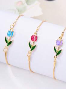1 pieza Brazalete elegante con tulipán esmaltado