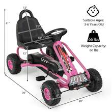 Kids Pedal Go Kart 4 Wheel Ride On Toys W/ Adjustable Seat Handbrake Red - Pink - View 2