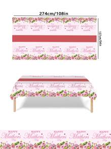 1 pièce Nappe de table imprimée de fleurs pour fête, nappe de table en plastique jetable et imperméable, décoration de table thème Fête des Mères, décoration de maison, convient pour les festivals, anniversaires, mariages, fêtes, 54*108 pouces