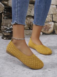 Mocasines planos casuales transpirables de punto para mujeres