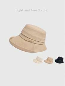 1pc Women Plain Color Bucket Hat, Casual Party Beach Sun Hats, New Bucket Hats For Spring Summer, UV Protection, Suitable For Daily Outing & Recreation - A - View 2