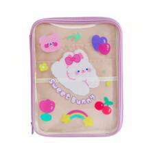 Borsa piatta trasparente e carina a forma di orso, borsa a mano piccola in PVC con tigre carina adatta per iPad/tablet da 11, 10,5 o 10,2 pollici, organizer per cancelleria scolastica