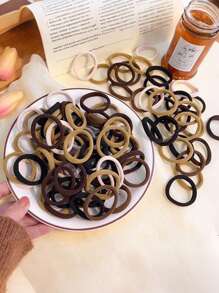 100 pezzi Semplici ed eleganti elastici per capelli da donna, fascia per capelli ad alta elasticità senza danni, accessori per capelli stile coreano nero e marrone, adatti per il ritorno a scuola
