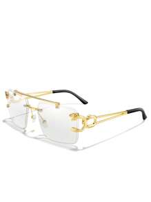 1pc Women Square Frame Leopard Print Personalized Glasses For Summer Beach Vacation, Outdoor, Travel