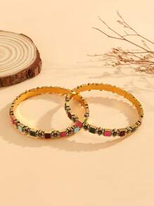 2 chiếc/1 cặp vòng tay hoa nhiều màu cổ điển, vòng tay Dương - Thái Bình Dương tinh tế dành cho phụ nữ, thích hợp để đeo hàng ngày, lễ hội, đám cưới và tiệc tùng/quà tặng trang sức - nhiều màu - Xem 5