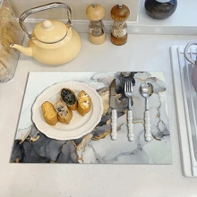 1 件大理石花纹排水垫，咖啡吧垫，咖啡机硅胶排水垫，软橡胶排水垫，防滑，吸水能力强，耐用，适用于厨房、餐厅、露台桌、家居装饰 - 多色 - 查看 11