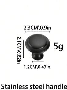 12pcs Simple Round Solid Cabinet Knobs, Suitable For Cabinets, Wardrobes, Drawers, Cupboard Doors, Dressers, Thickened Zinc Alloy Material, Screws Included - Black - View 10