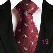 GOADAFOO Luxury 8CM Men Necktie Dark Red Color Solid Stripes Plaid Floral Ties For Man Groom Jacquard Woven Neck Tie For Business Wedding Party