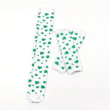 1set Irish Celebration Knee High Leg Warmers With Clover Accessories, St.Patrick's Day Party Outfit Prom - Multicolor - View 5