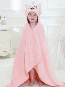 MICHLEY 1pc Baby Cartoon Hooded Towel, Unisex, Soft Swimming Bath Robe, Large Face Towel, 115cm/45.28in X 70cm/45.56in, Suitable For 0-7 Years Old Babies - Multicolor - View 3