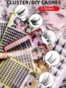 100pcs Cluster Lashes Natural Look Cosplay Manga Eyelashes Extensions Individual Natural Long Synthetic Faux Mink Volume Wispy Short Long Reusable Comfortable Seamless Synthetic Faux Mink Eye Lashes Cils For Home Party, Halloween,Valentine's Day, Traveling, Photoshoot, Festivals Makeup,Christmas - 黑色 - 查看 6