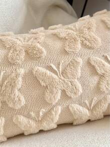 1 pieza Funda de cojín decorativa acolchada de peluche suave con mariposa 3D (solo funda, sin relleno)