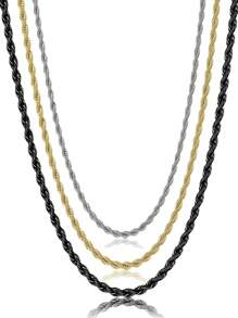 Collar de acero inoxidable con baño de vacío de diseño con giro, cadena cubana de estilo hip hop, en color dorado, plateado y negro, de 2mm, 3mm, 4mm y 5mm, adecuado para el uso diario de los hombres, regalo de fiesta, regalo de Pascua, accesorio de joyería popular para combinar con atuendos diarios, regalo para fiestas, bodas, celebraciones, estilo punk, formal, trajes de oficina, regalo de Pascua, adecuado para celebraciones, bodas y accesorios casuales