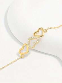 1 pieza Pulsera de plata de ley 925 con diseño de corazón hueco y circonita, adecuada para que las mujeres la usen en citas, como accesorio diario y en ocasiones especiales. Hermoso regalo para mujeres en el Día de la Madre, festividades especiales y aniversarios