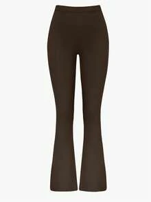 XLLAIS 2026新款性感紧身喇叭裤 高腰弹力运动休闲纯色棕色裤 新年 - 棕色 - 查看 7