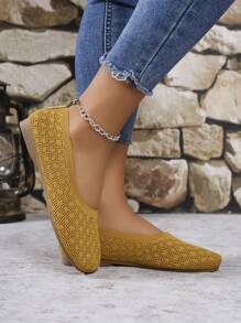 Mocasines planos casuales transpirables de punto para mujeres