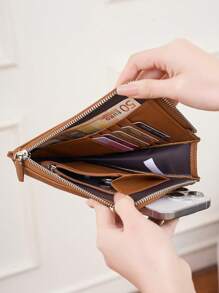 MIYIN New Women's Casual Zip Around Wallet & Mobile Phone Bag Fashion Minimalist Solid Color Crossbody Bag With Adjustable Strap Litchi Embossed Vertical Wallet With Card Slots & Front Pocket & Zipper Coin Pocket For Credit Card/ ID Card/ / Cash/Cell Phone/Bank Card For Lady & White-Collar Workers Shopping Travel Commute Office Work Phone Phone Pouch For Women Wallet Purse Wallet (Brown) Phone Case - Brown - View 2