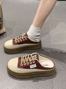 2025 Spring & Autumn New Backless Slip-On Thick Sole Slouchy Girl Slippers - Burgundy - View 2