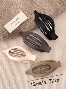 4 Stücke/1 Stück Damen 4.72in/12cm weiße & braune große leichte Kunststoff Haarspangen, modisch, vielseitig, elegant & minimalistisch einfarbig, geeignet für Alltag, Lässig, Party, Pendeln, Frisur, Gesicht/Haare waschen, Make-up, Outfit Accessoires