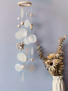 1pc Bohemian Style Log Wind Chimes With Coastal Shells And Starfish, Seaside Villa Garden Decor, No Electricity Needed, Ideal For Valentine'S Day, Mother'S Day, New Year & More Gifts Birthday Graduation - Multicolor - View 6