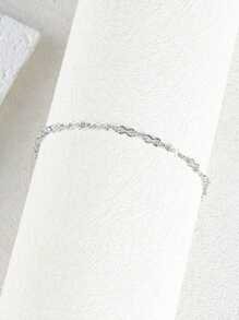 Bộ vòng tay bạc 6 chiếc/1 chiếc thời trang & thanh lịch đính đá Cubic Zirconia hình trái tim bằng đồng trang trí ngôi sao dành cho nữ, thích hợp để đeo hàng ngày và làm quà tặng - Bạc - Xem 17