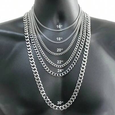 Collar de cadena para hombres y mujeres de plata de ley 925 enchapada, con diámetro de 2/4/6/8/10/12MM y longitud de 16, 18, 20, 22, 24, 26, 28 o 30 pulgadas, con cierre de langosta, joyería de compromiso