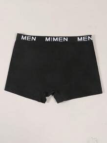 2pcs/Set Men's Simple Fashionable Eye Print Comfortable Breathable Elastic Daily Boxer Briefs - Black - View 3