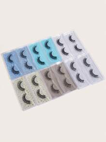 12 Pairs CC Curl Manga Natural Fluffy Cross Full False Eyelashes,With Portable Travel Box,Naturally Slender, Curled And Enlarged Eyes,Thick Curling Fluffy Eyelashes For Party Use Manga Eyelashes,For Parties Or Gift - 黑色 - 查看 2