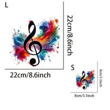 1/2/4 piezas de pegatinas transferibles de notas musicales vibrantes - Termoadhesivas DIY, calcomanías lavables para camisetas, sudaderas, almohadas, vaqueros y bolsas - Diseño abstracto colorido, salpicadura de acuarela, accesorios decorativos | Patrón musical | Transferencia lavable