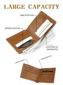 Ví nam ngắn tùy chỉnh 1 chiếc, in chữ màu trơn, chất liệu da PU, ví gập đôi tối giản đựng nhiều thẻ, quà tặng cá nhân hóa phù hợp cho anh em trai, cha, bạn trai, kỷ niệm, Ngày của Cha, Giáng sinh, Ngày Valentine. - màu đen - Xem 6