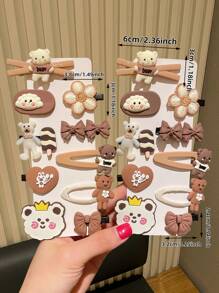 20pcs Women's Fashionable Cute Beige Cartoon Hair Clips, Suitable For Everyday Use, Multiple Styles,Hair Accessories,Hair Barrettes Claw Clips, School Stuff