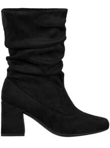 GiGiL Women's Boots Square Toe High Heel Thick Wrinkled Easy Fit Stretch Party Elegant Comfortable Slouch - màu đen - Xem 3