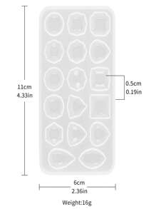 树脂宝石椭圆形水滴硅胶模具耳环发饰项链首饰模具套装工具水滴圆形方形长方形四角水钻矿石（2 件宝石套装）