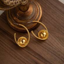 1 Pair European & American Exaggerated Design Metal Faux Pearl Earrings, Fashionable Unique High-End Earring Accessories
