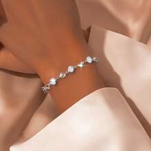 Bransoletka damska z cyrkonii w kształcie serca w kształcie oceanu ze srebra próby 925, wyjątkowy design i modna biżuteria na lato