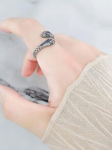 1 件新款可调节蛇形戒指，经典时尚的日常配饰 - 銀色 - 查看 3