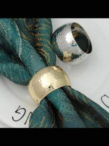 2pcs Simple High-End Metal Honeycomb Texture Napkin Rings For Festival, Gathering, Hotel Table Decoration