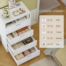 Tall White Dresser For Bedroom, 4 Drawer Dresser With Mirror, Modern Chest Of Drawers, Wood Closet Clothes Storage Organizer For Bedroom, White - 白色 - 查看 3