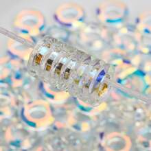 8/10/14/20mm 玻璃大孔彩虹电镀戒指吊饰 DIY 珠子适用于珠宝制作、生日和节日礼物工艺品（项链、耳环、手机壳等）