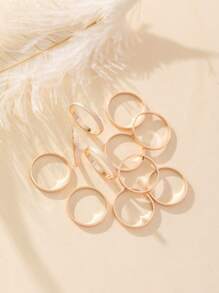 20pcs/Set Minimalist Matte Textured Ring Set, Fashionable & Delicate For Women - Gold - View 2